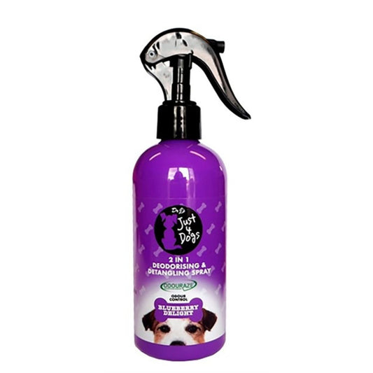 JUST 4 DOGS 2IN1 DEO&DETANGLE SPRAY BLUEBERRY