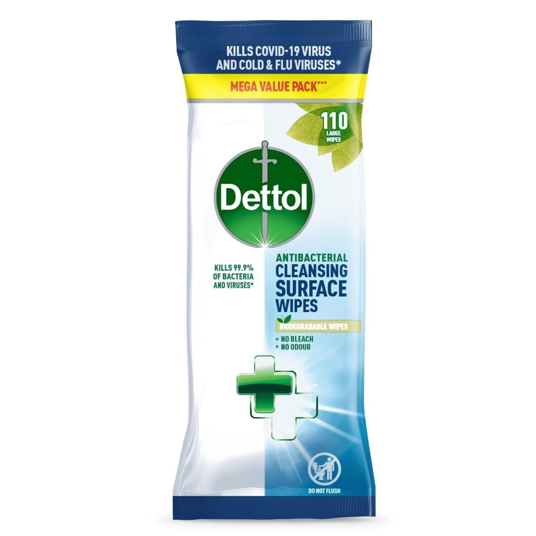 Dettol Cleaning Surface Wipes - Lime & Mint - 110 Sheets