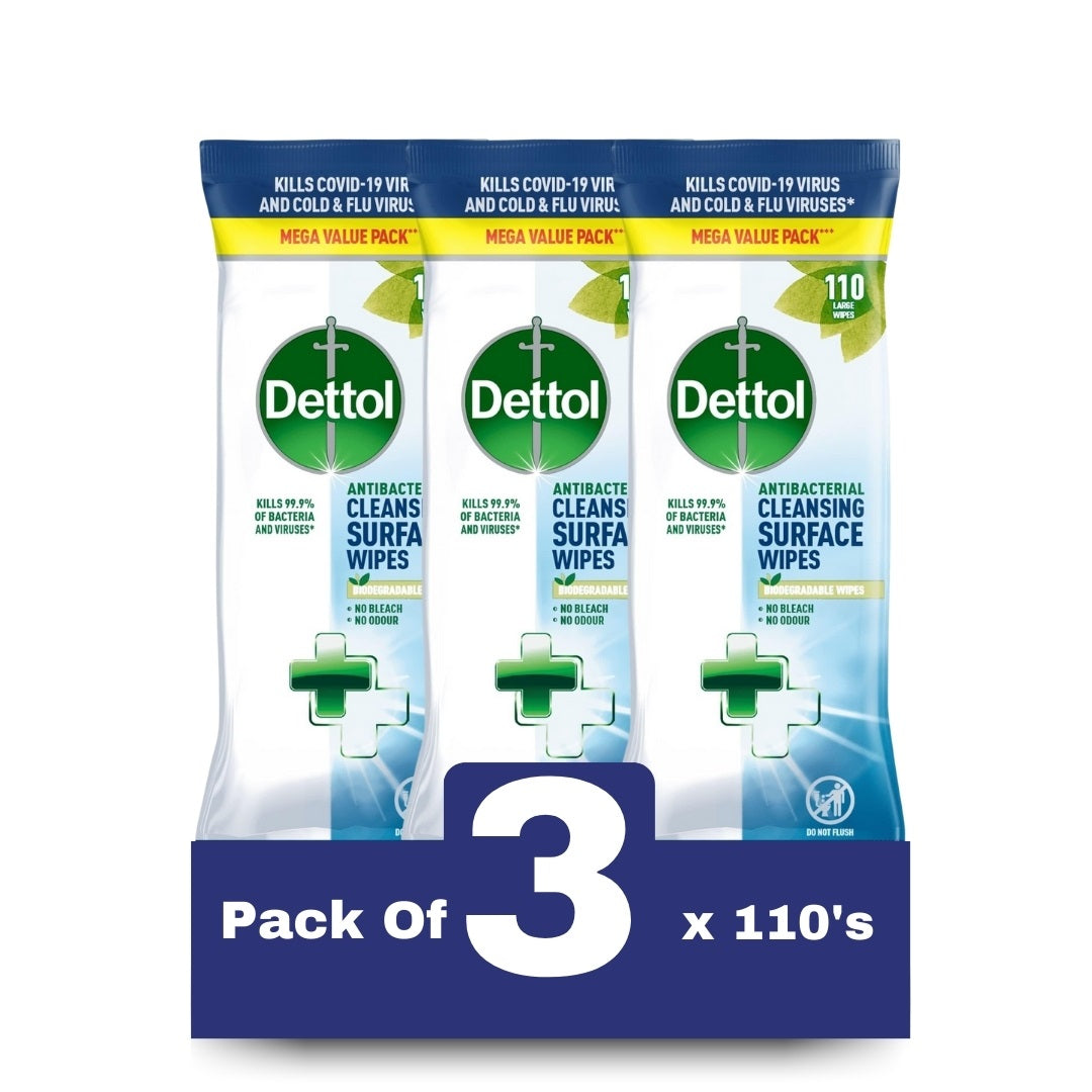 Dettol Cleaning Surface Wipes - Lime & Mint - 110 Sheets